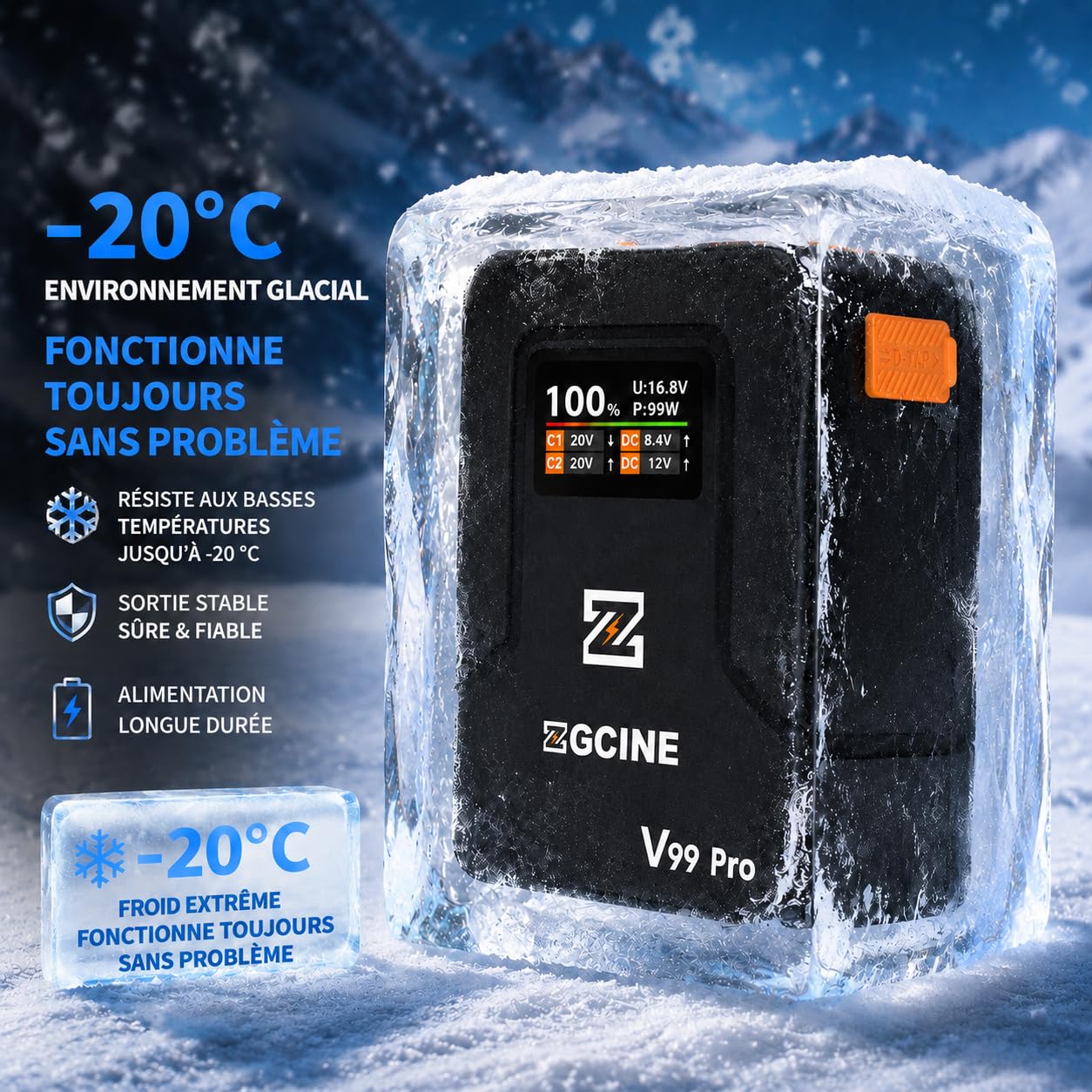 ZGCINE V Mount Battery V99 Pro,Batteria V-mount 94.72Wh 14.8V con Ricarica Rapida PD 100W,Dotata Porte D-Tap/2 USB-C/BP/2 DC e Schermo OLED,Compatibile con Camera, Camcorder,Phone,Monitor,Video Light