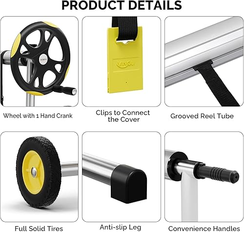 Miniatura 6 de VINGLI Juego de carretes de cubierta solar de piscina para piscina enterrada, carrete de manta solar de aluminio para natación (actualización) (14