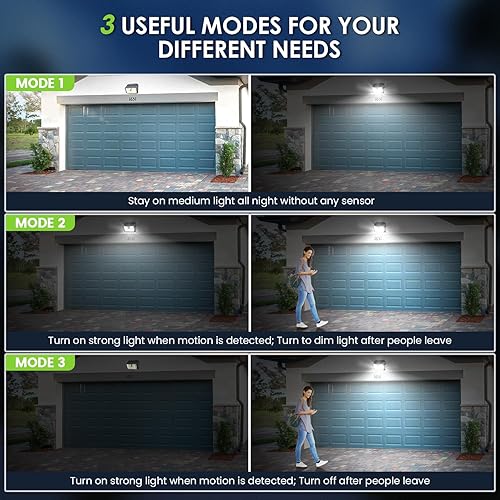 Miniatura 5 de CLAONER Luces solares para exteriores 126 LED, luces inalámbricas con sensor de movimiento, luces de seguridad impermeables IP65, 3 modos, ángulo de