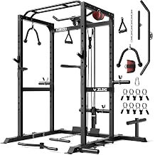 JELENS S21 Power Cage, Multi-Function Power Rack with Adjustable Cable Crossover System, 2000LBS Squat Rack for Home Gym with More Training Attachments