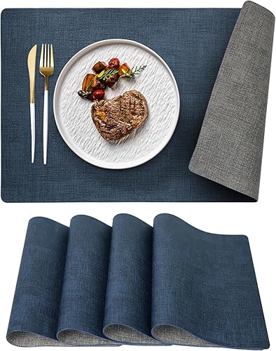 Miniatura 10 de DSJIFGEW - Manteles individuales para cocina, comedor, resistentes al calor, antideslizantes, a las manchas, lavables, de PVC, fáciles de limpiar