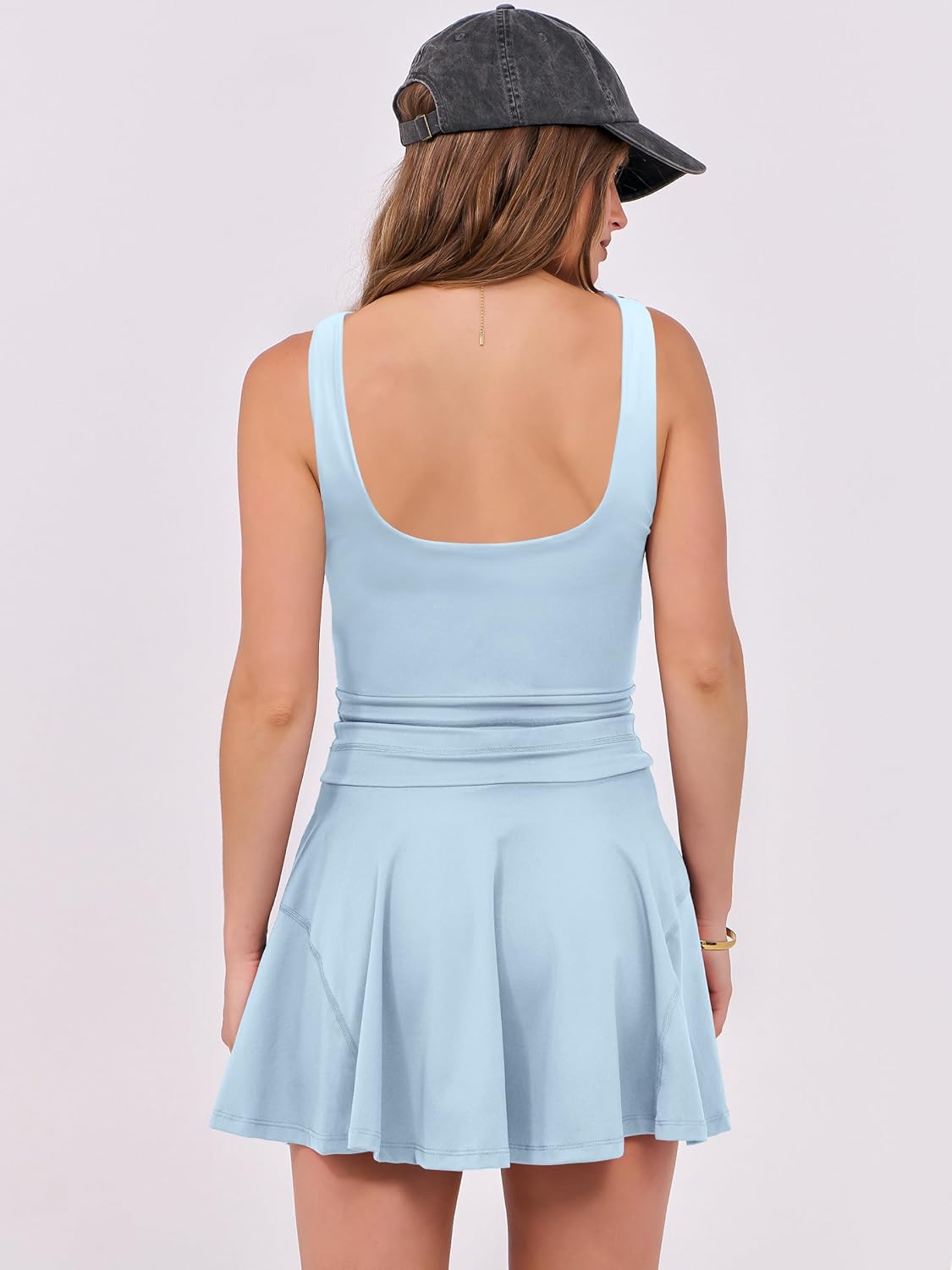 Caracilia Women's Tennis Mini Dresses 2026 Summer Sleeveless Built in Shorts Golf Athletic One Piece Active Romper Dress - Image 5