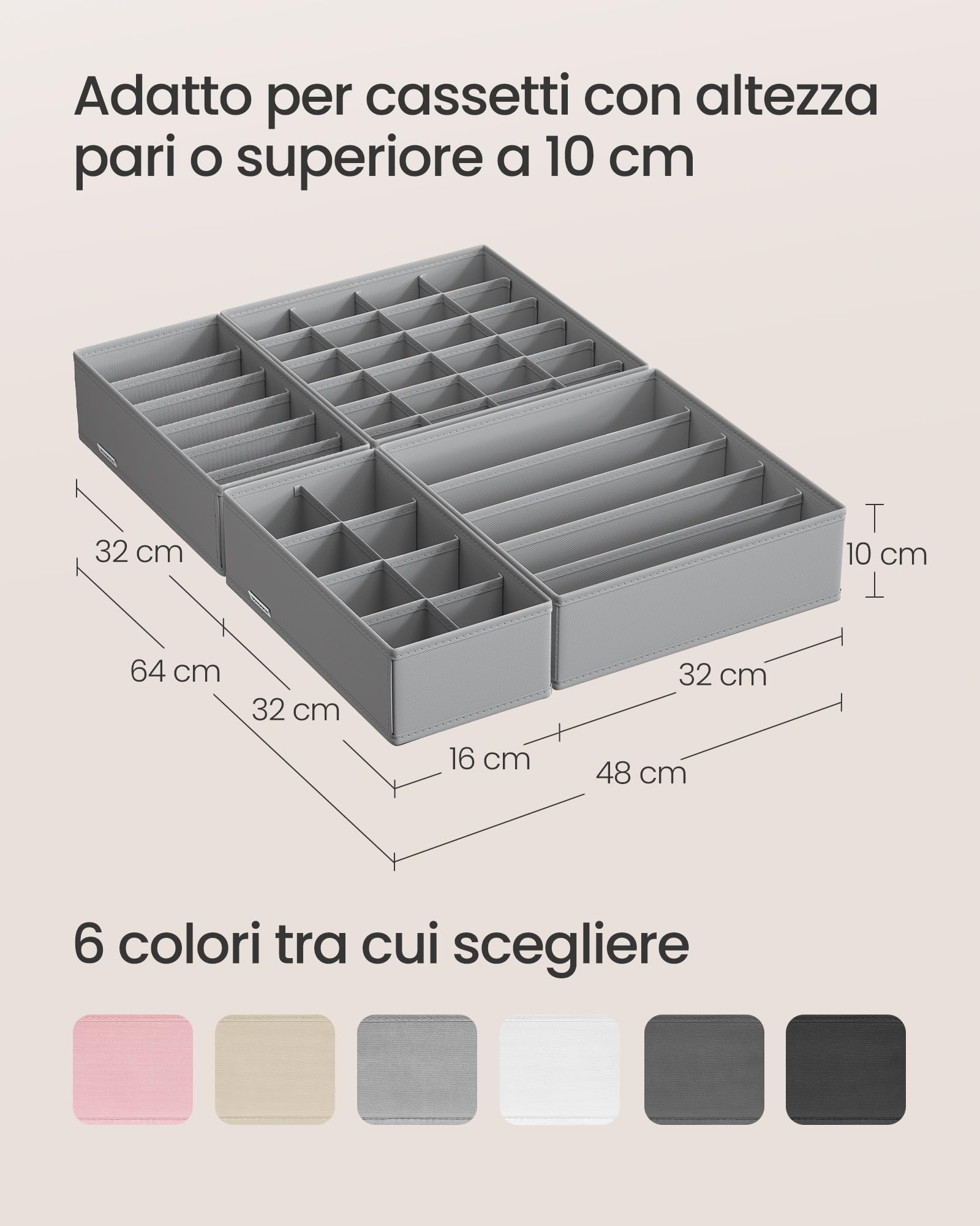 12 Pezzi Divisori Per Cassetti A Griglia - Separatore Per Cassetti Regolabile Per Biancheria Intima Calzini Trucco Bianco 97268030