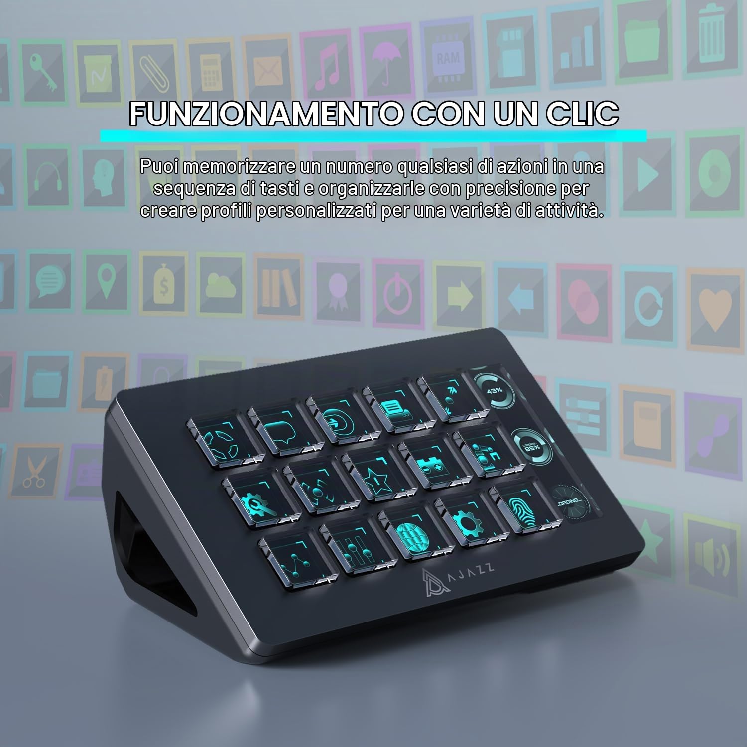 Controller da studio KUIYN AKP153, 15 tasti macro, attiva azioni in app e software come OBS, Twitch, YouTube, console personalizzata per streaming live, editing di foto e video, con PC/Mac (nero)