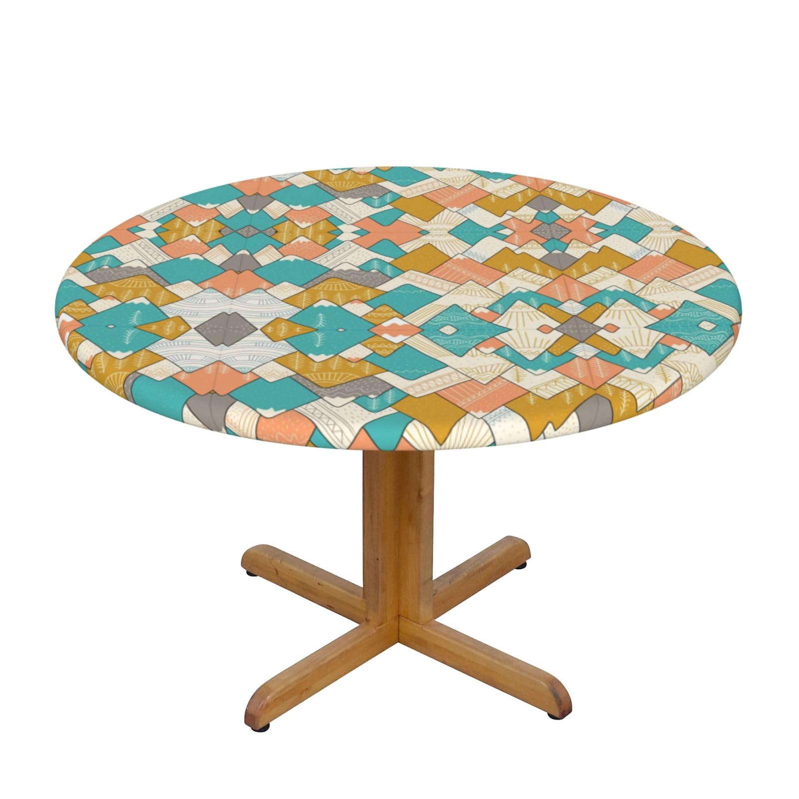 ZQYTGFDC Mountains M Decorative Round Tablecloth Waterproof Anti Stain Oil Proof Size for 40 50 inch