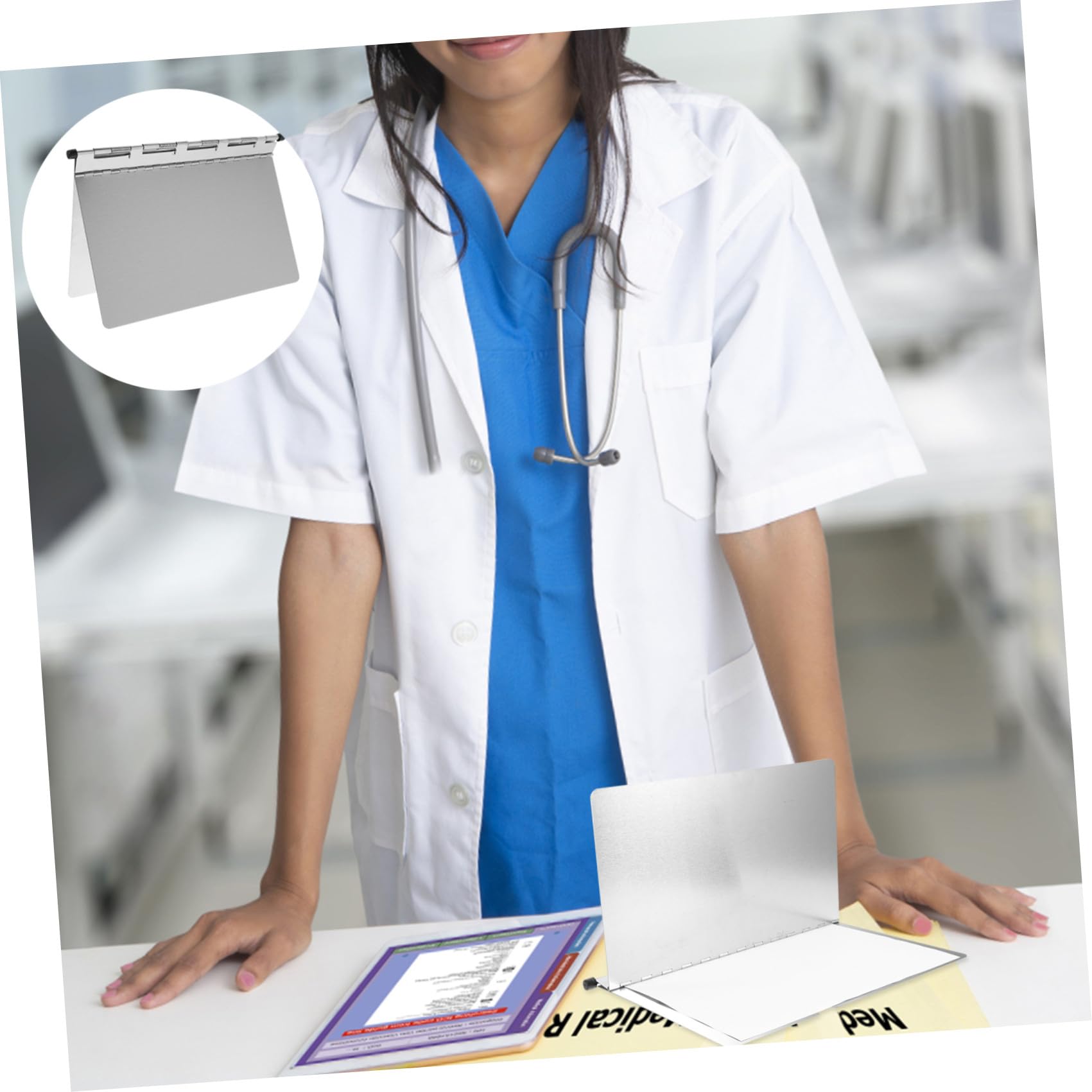 VILLCASE Cartellina Portadocumenti Formato A4 Resistente in Acciaio Inossidabile Clip per Infermieri e Impiegati per Ospedali e Uffici