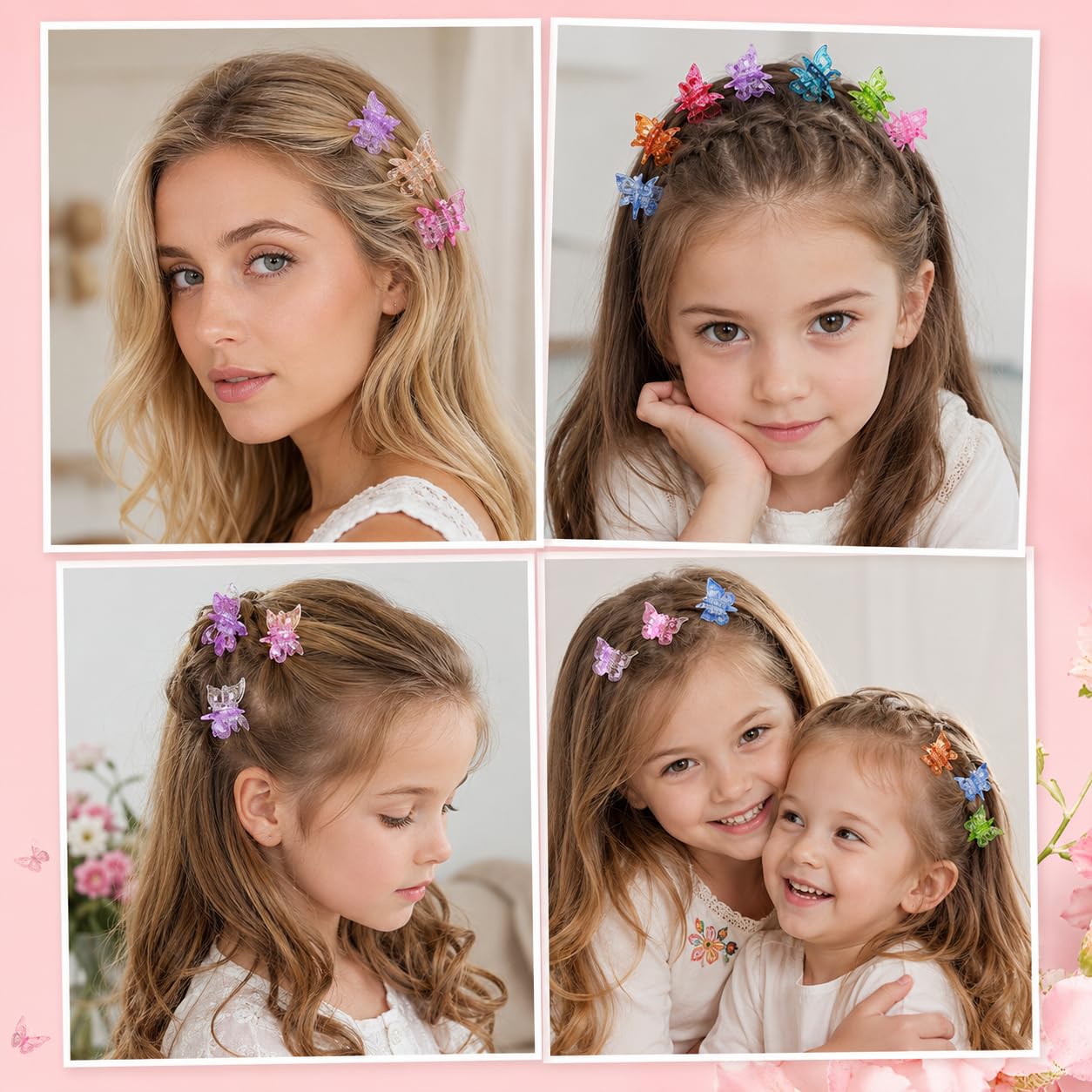 EAONE Sparkly Mini Butterfly Clips, Glitter Colorful Mini Hair Claw Clip for Girls and Women, 90s Y2K Cute Hair Styling Accessories, More than 10 Asscorted Colors, Set of 50