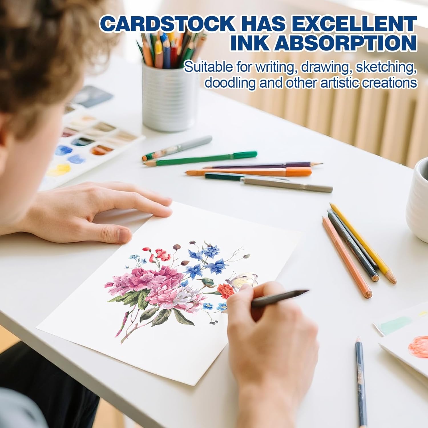 TUXIYA 500 Sheets White Cardstock Paper,8.5 x 11 Inch Cardstock Paper,180 GSM/65 LB Card Stock Printer Paper for Art,Invitations,DIY Cards,Watercolor & Craft Projects