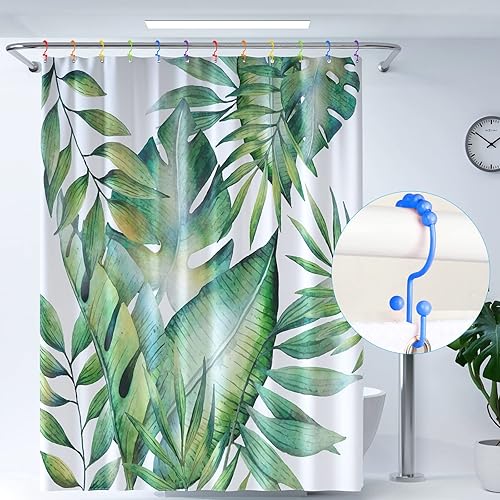 Miniatura 5 de Ganchos para cortina de ducha, anillos de acero inoxidable 304 para baño, ganchos de doble deslizamiento para varillas de cortinas de ducha, juego