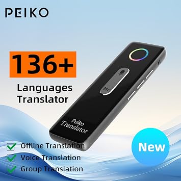 PEIKO Portable Language Translator Device, Two-Way Voice Translation, 136+ Languages Supported, Offline Translation, Group Translation, Real Time Translator for Travel Business Learning