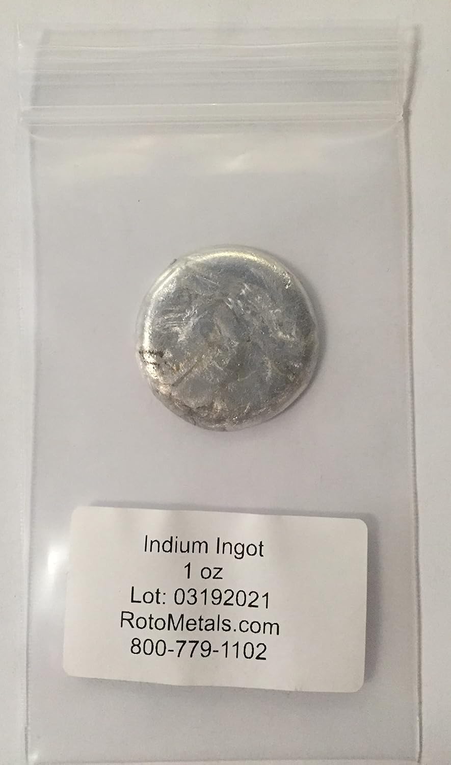 RotoMetals Indium Ingot 99.99% Pure 1 Ounce