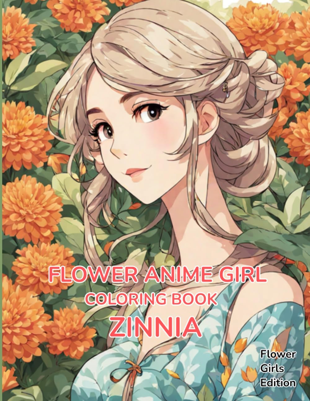 Flower Anime Girl Coloring Book Zinnia: Flower Anime Girls Edition Zinnia