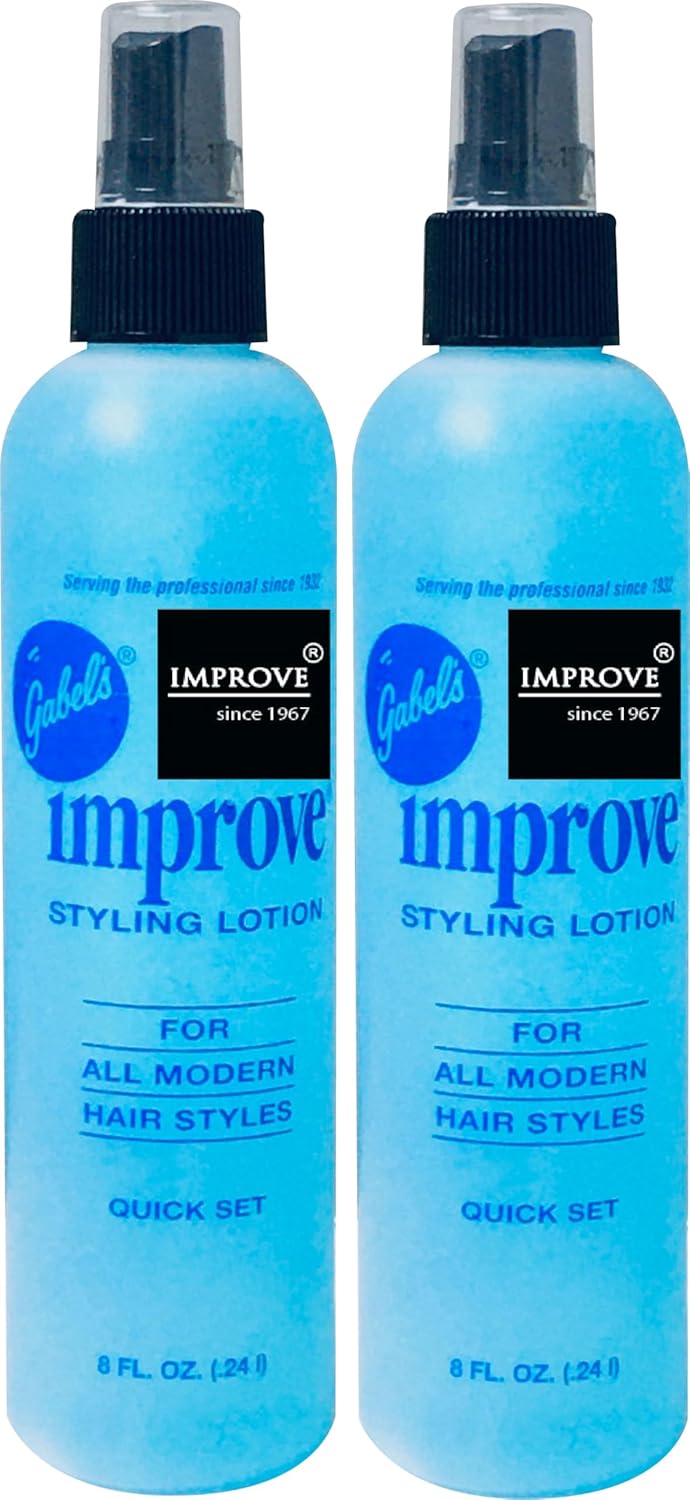 Improve Gabel’s Styling Lotion Old School Hair Spray 8oz Blue Light Hold. Pack of 2. Authentic Gabel's Direct logo in black label