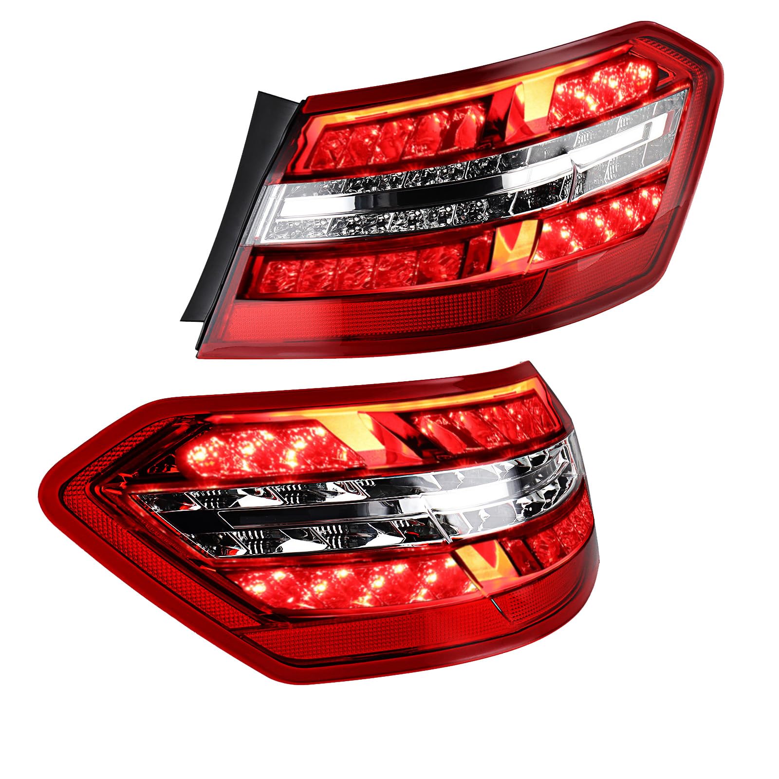 amopacorp Red Outer Tail Light Assembly for 2010-2013 Mercedes E-Class E350 E550 E63 AMG, Left+Right Side LED Driver & Passenger Rear Running/Brake/Turn Signal Lamp Replaces 2129060758, 2129060858