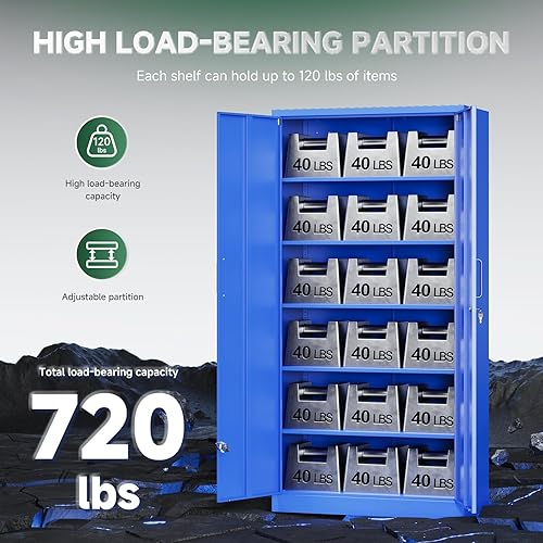 Vista 25 de Letaya - Armarios de almacenamiento de metal con puerta de cerradura, armarios de garaje de acero con 5 estantes ajustables para el hogar, oficina