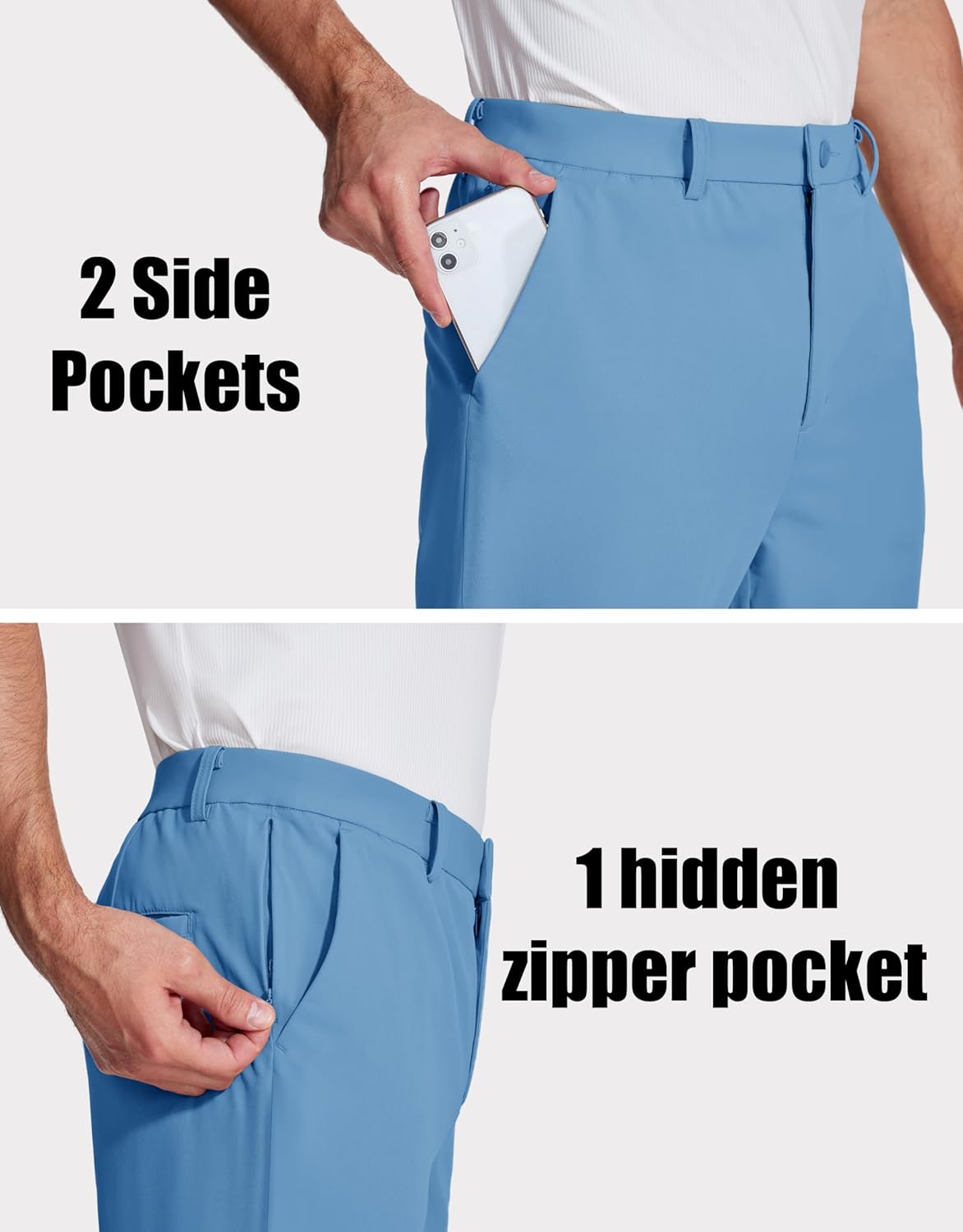 MAGCOMSEN Mens Golf Pants Stretch Dress Pants Quick Dry Water Resistant Lightweight Flat Front Work Pants Moisture Wicking - Image 4