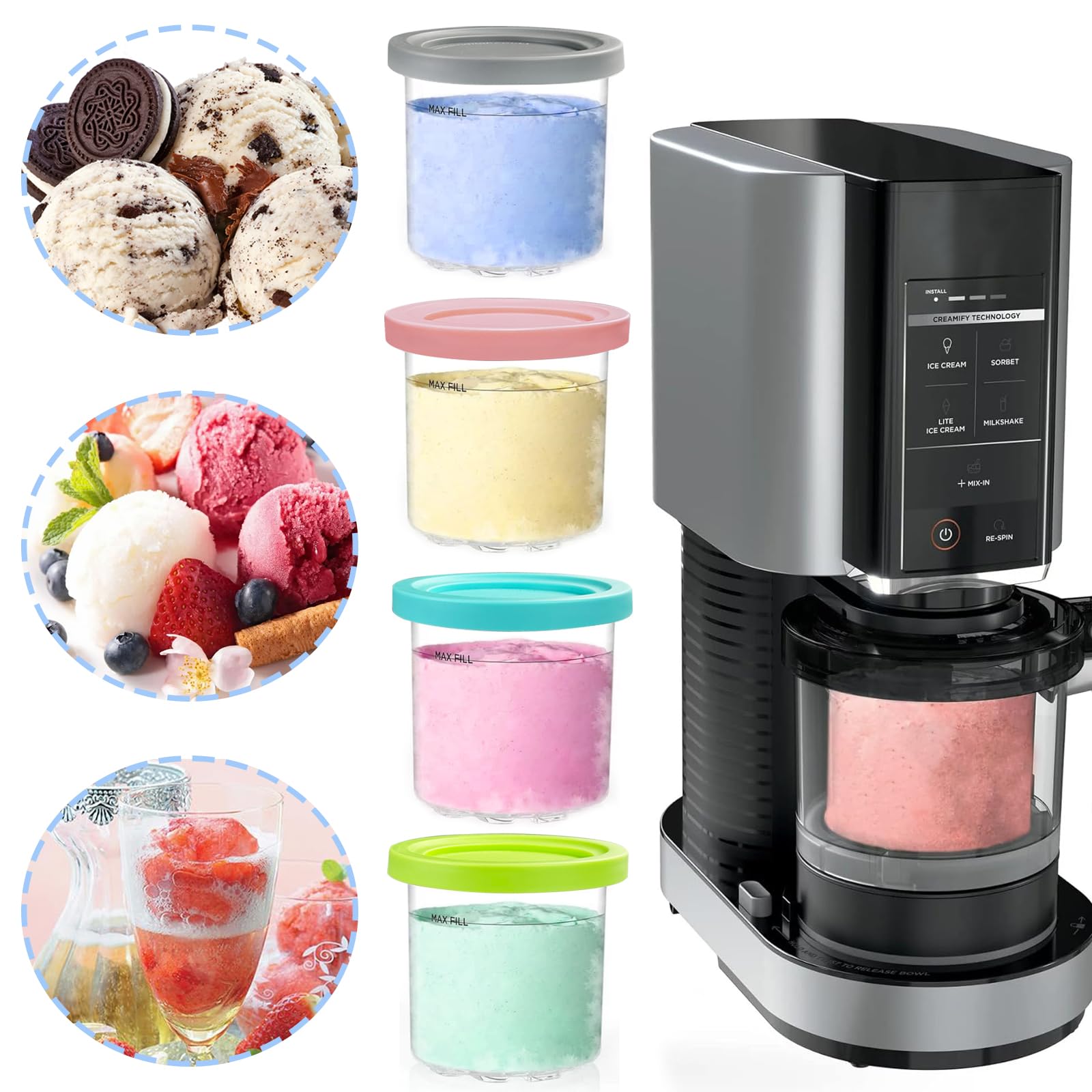 MAOOY 4 Coupes Accessoires Pour Machine A Glace Ninja,600ml, Pot Ninja - 11