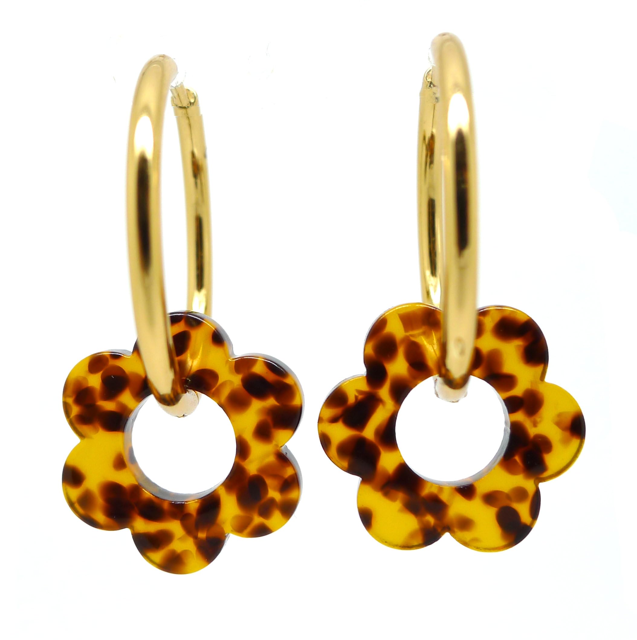 Boucles d'oreilles Créoles à Fleurs Léopard - Bijoux tendance