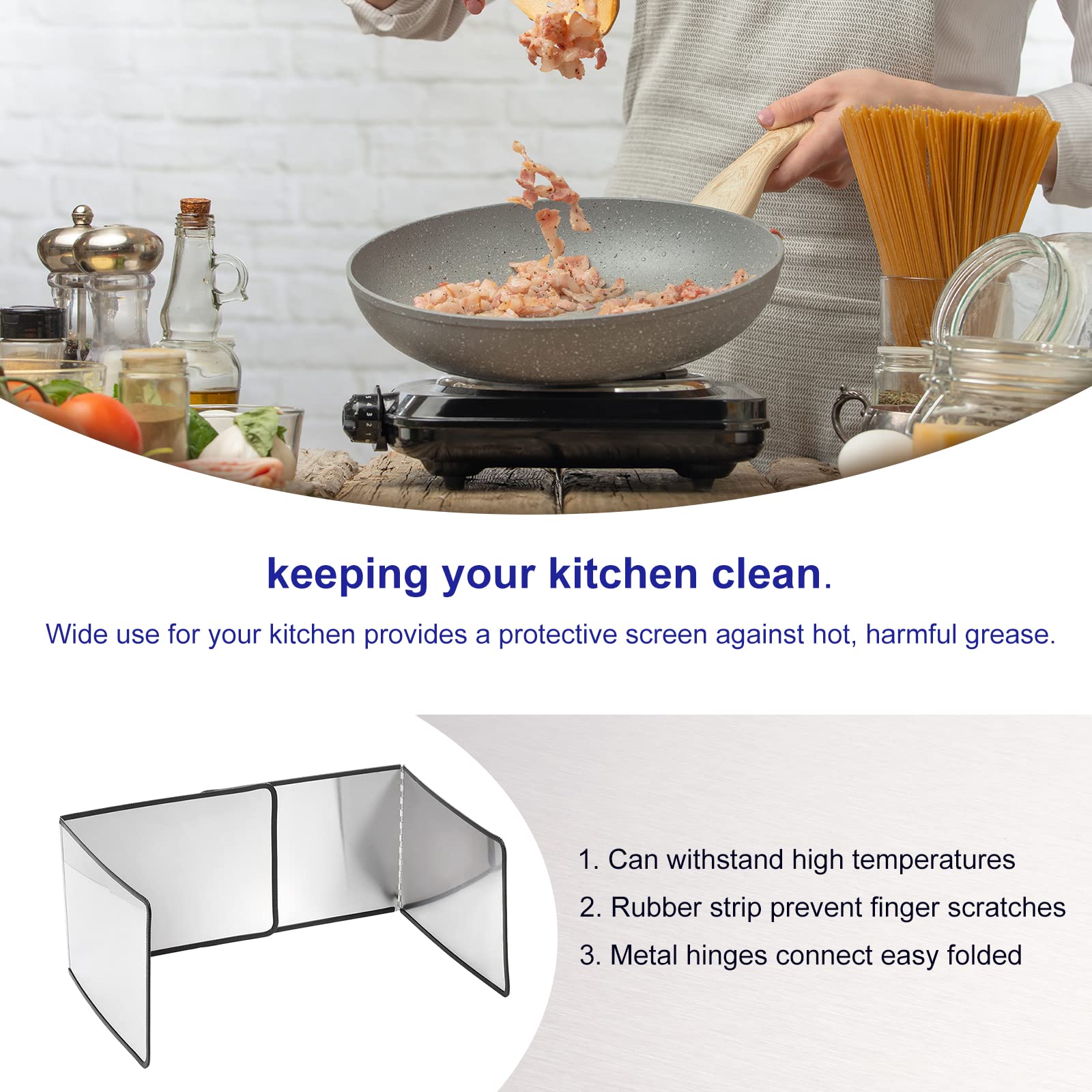 sourcing map Anti Aceite Salpicadura Protección 2uds, 2 Caras Salpicadura Protección Inoxidable Acero Plegable Salpicadura Pantalla Apropriado para Cocina Cocinar Estufa - 15.7" x 11.8"