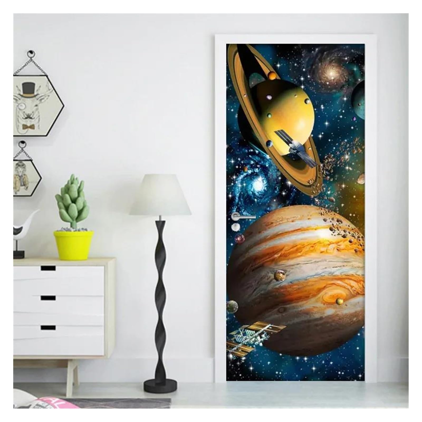 Affiche photo papier peint porte univers 3D en PVC autocollant