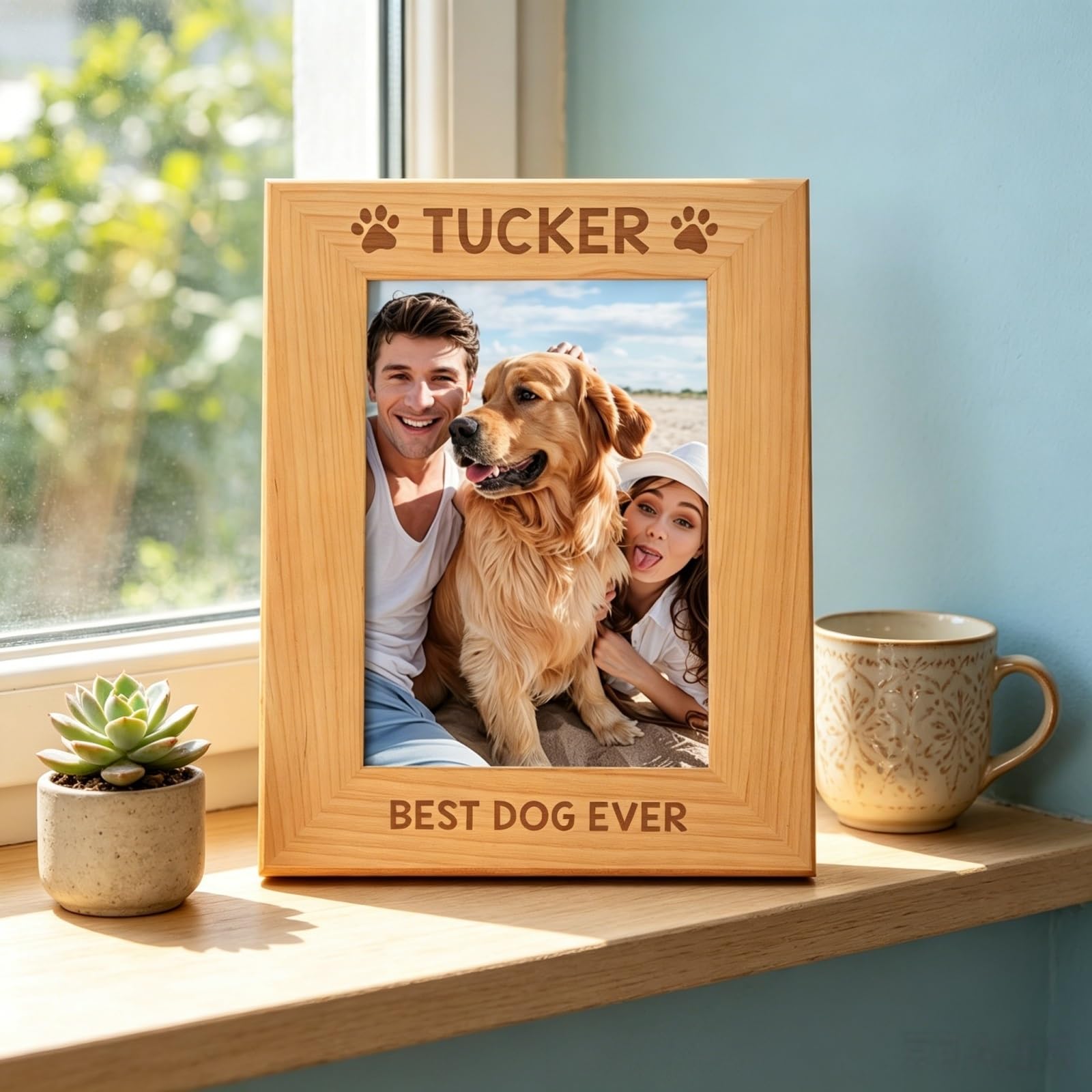 Personalized Dog Memorial Frame With Name And Date, Custom Wooden Engraved Pet Picture Frame, Loss Of Dog Sympathy Gift, Pet Remembrance Photo-Frame