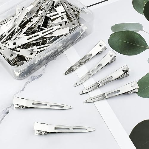 Miniatura 7 de 50 pinzas para el cabello de metal plateado con pico de pato de una sola punta, pinzas de pelo de cocodrilo, pinzas para el cabello para mujer,