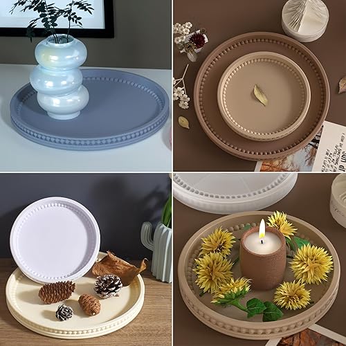 Miniatura 7 de Wehous Molde redondo grande para bandeja de cuentas, bandeja de servir de 10.6 pulgadas, moldes de silicona para resina epoxi, contenedor de