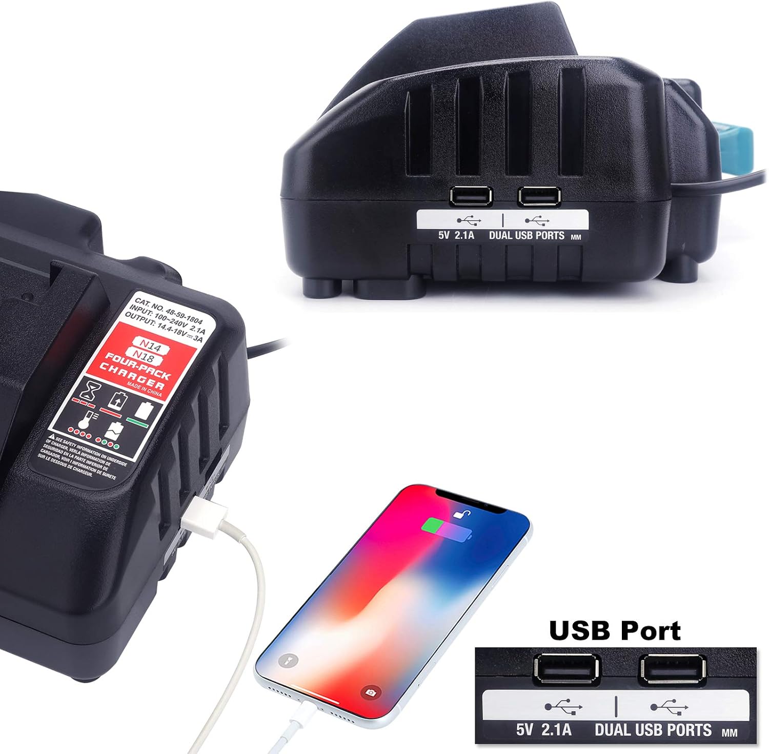 Super Big Clearance! 4-Port Multi Voltage Lithium Ion Battery Charger for Milwaukee M14 & M18 48-59-1804 18V&14V Fuel Gauge XC Battery Exclusive Discount 60% Price 4-Port Multi Voltage Lithium Ion Battery Charger for Milwaukee M14 & M18 48-59-1804 18V&14V Fuel Gauge XC Battery