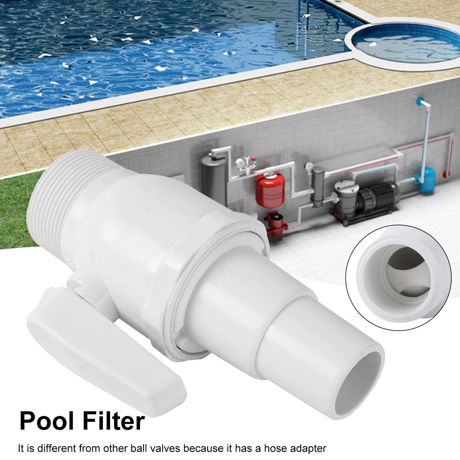 Absperrhahn Pool Absperrventil Umdrehung Für Skimmer, Innendurchmesser 38mm,Kugelhahn Mit Schlauchverbinder, Filterschalteranschluss Für Schwimmbad,Pool Umschaltventil Für Schwimmbadfilter,Poolzubehör