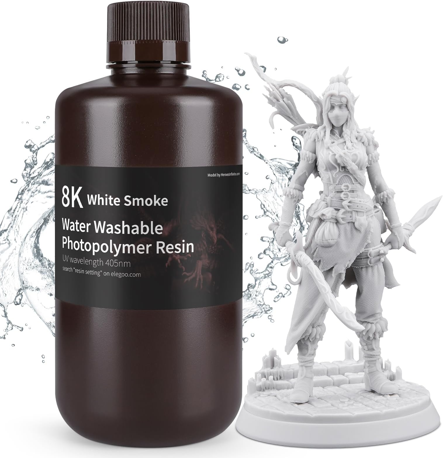 ELEGOO 8K Water Washable Resin 8K White Smoke 1000G