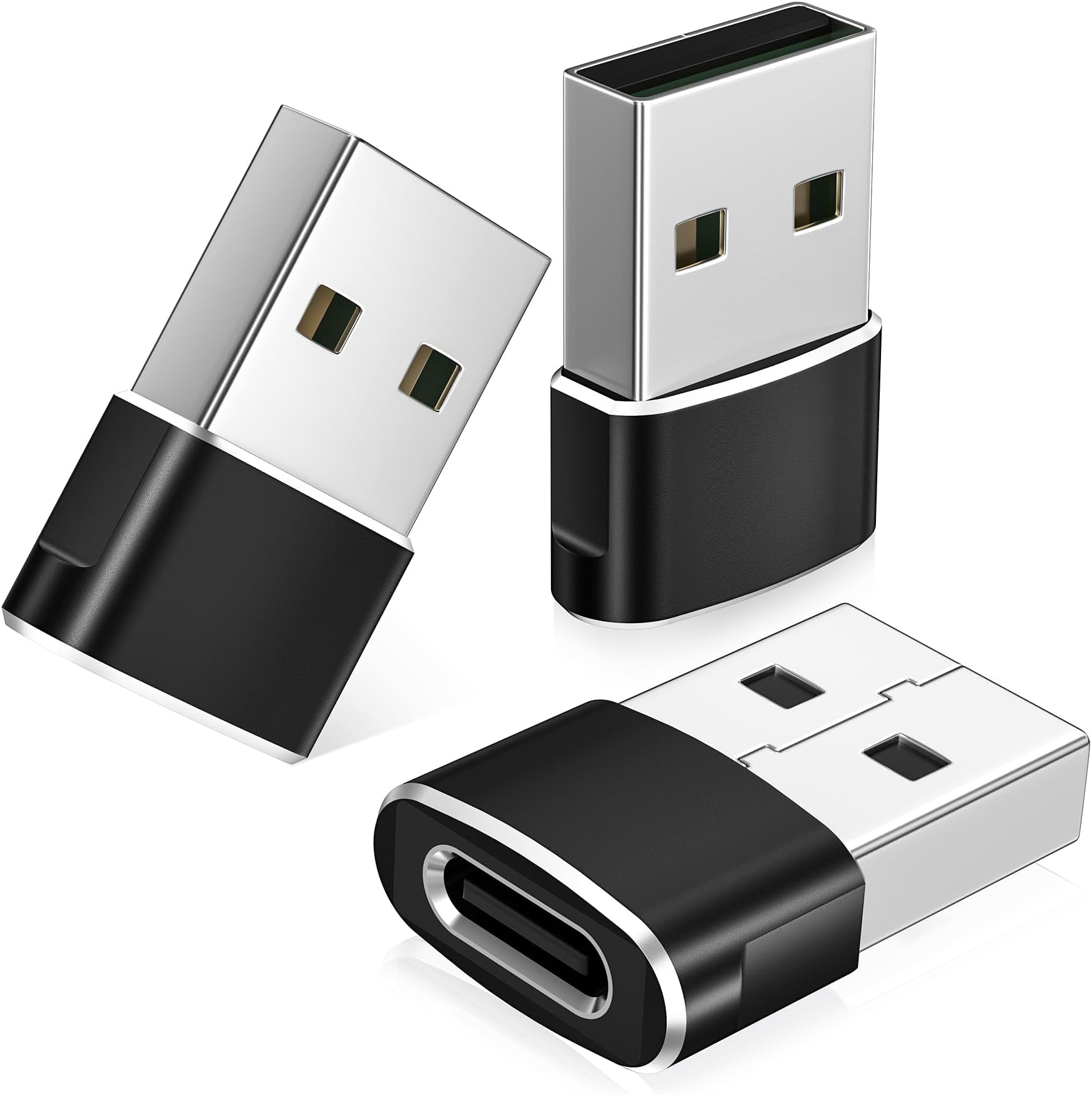 BASESAILOR USB to USB C Adapter,USBC Female to USB A Male Adapter,Type C Converter Charger for iPhone 17 17e Pro Max,16 15,Apple Watch iWatch S11 S10,AirPods,iPad Mini Air,Samsung Galaxy S26 S25,3Pack