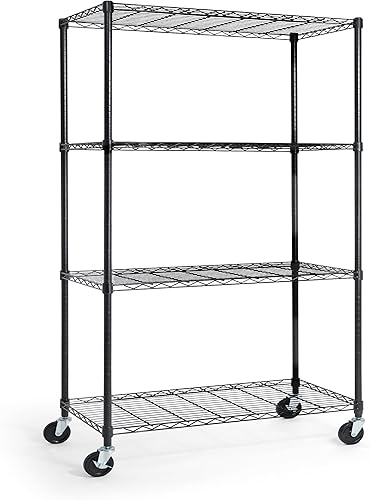 CAPHAUS NSF - Estantería de alambre resistente de grado comercial con ruedas, patas de nivelación y revestimientos, estante de metal de