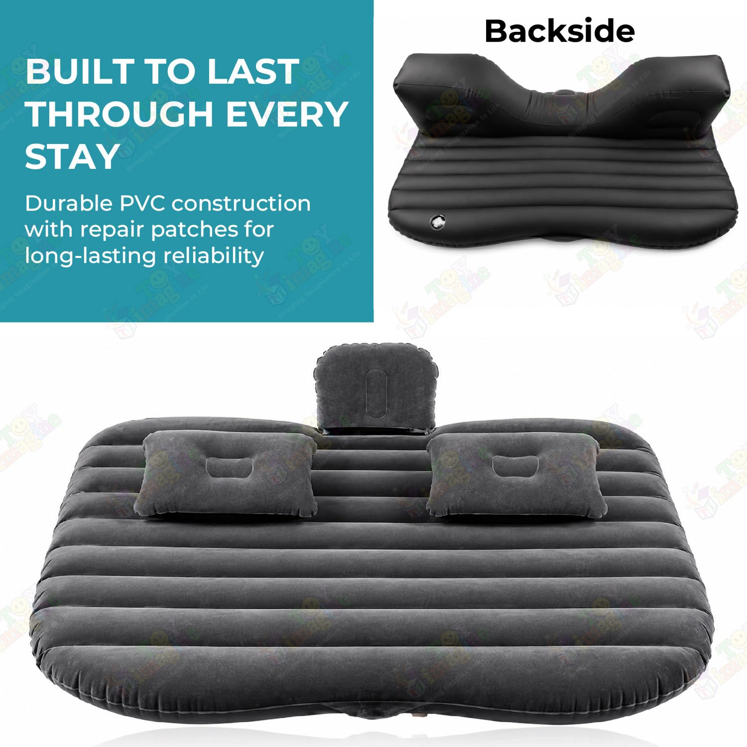 Toy Imagine Inflatable Car Bed with Air Pump & 2 Pillows, Black — Amazon image 7