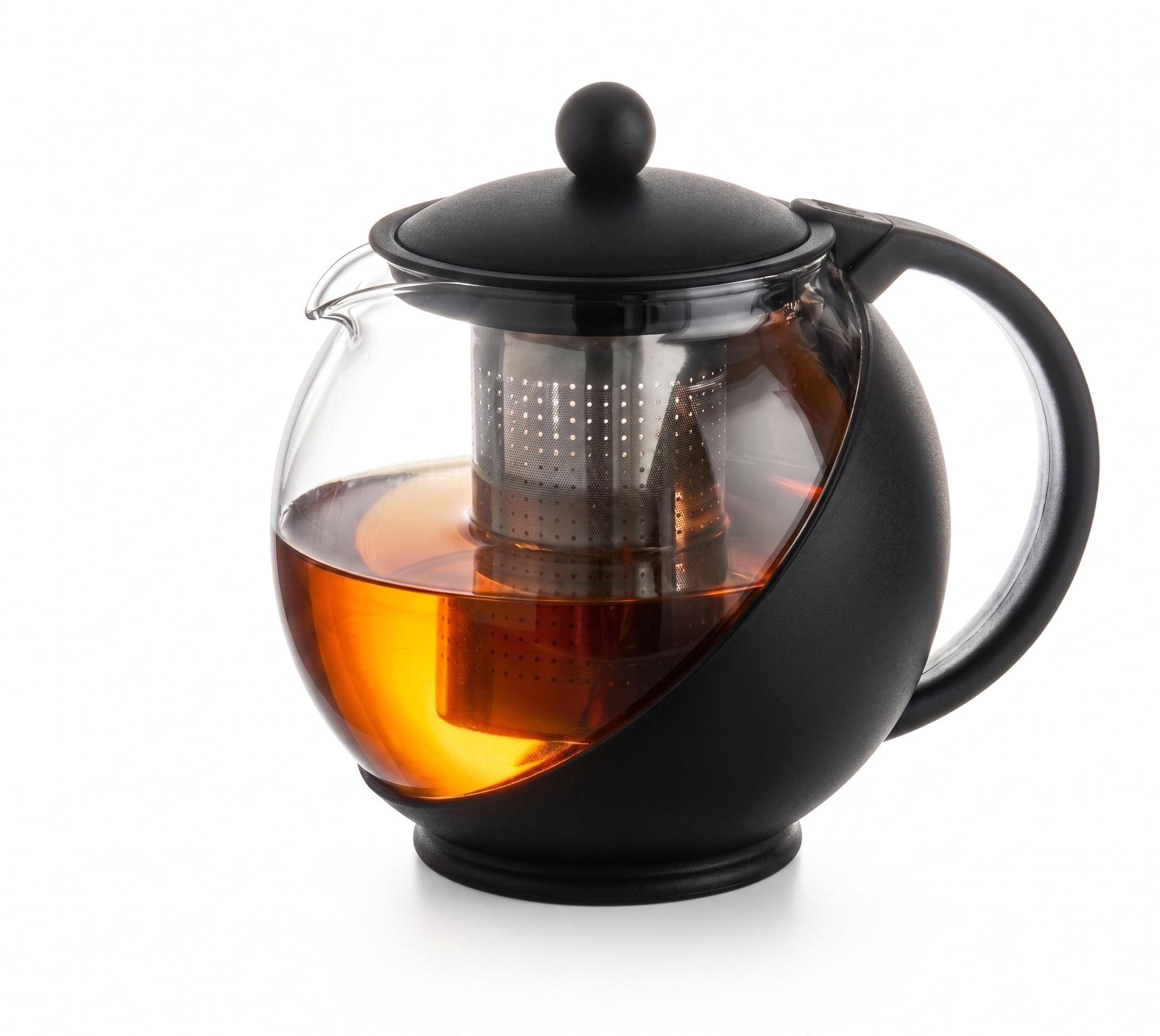 Jomop 1.25L Glass Teapot with Infuser β Crystal Clear Loose Leaf Tea Maker for Afternoon Tea & Entertaining, Heat-Resistant Borosilicate Glass, Serves 5-6 Cups, Perfect for Gatherings