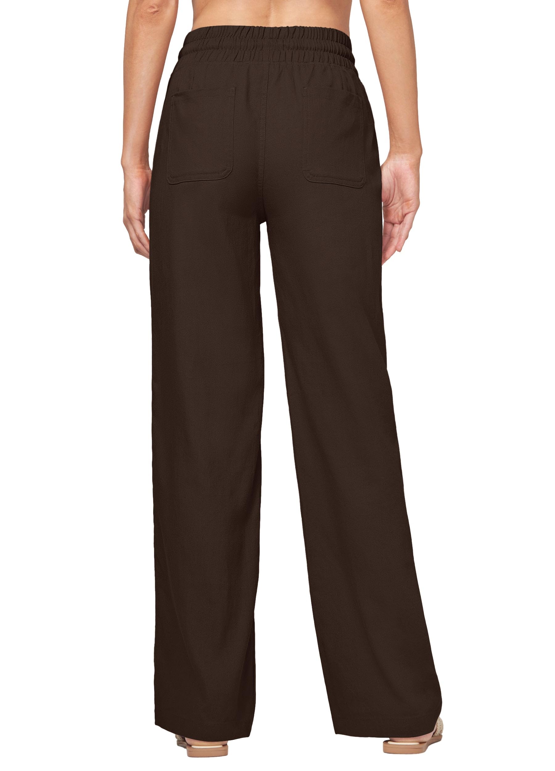 Willit Pantaloni da donna in lino a gamba larga, casual, pantaloni a palazzo, in cotone e lino, con tasche, 73,7 cm/78,7 cm/83,8 cm