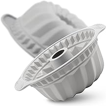 Backefix Bundt Cake Mould, Non-Stick Silicone Baking Mould - Bowl Cake Mould, Cake Mould, Gugelhupf, Grey, Diameter 24 cm