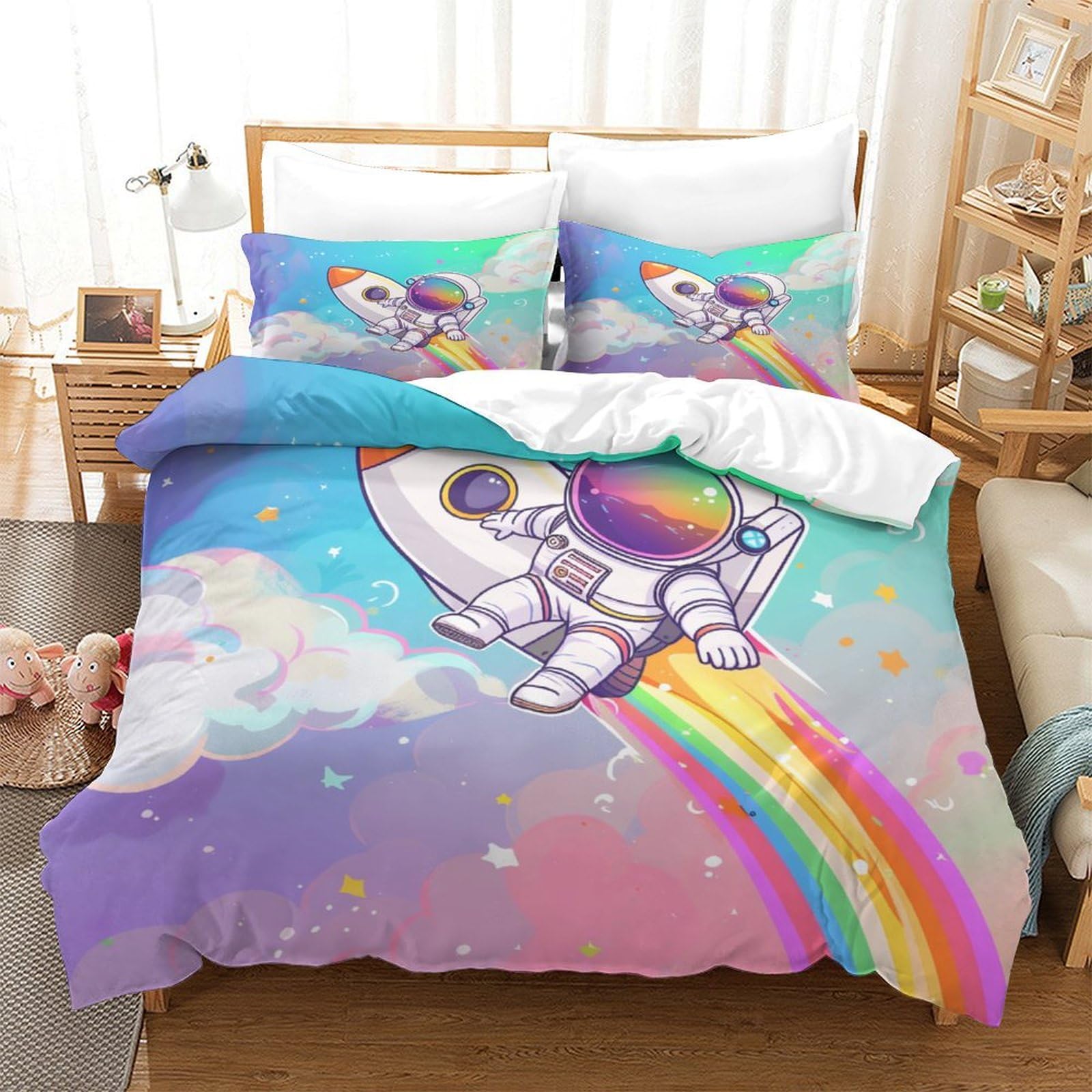 Parure de lit arc-en-ciel pour illuminer votre chambre Housse de couette 260x220cm cosy