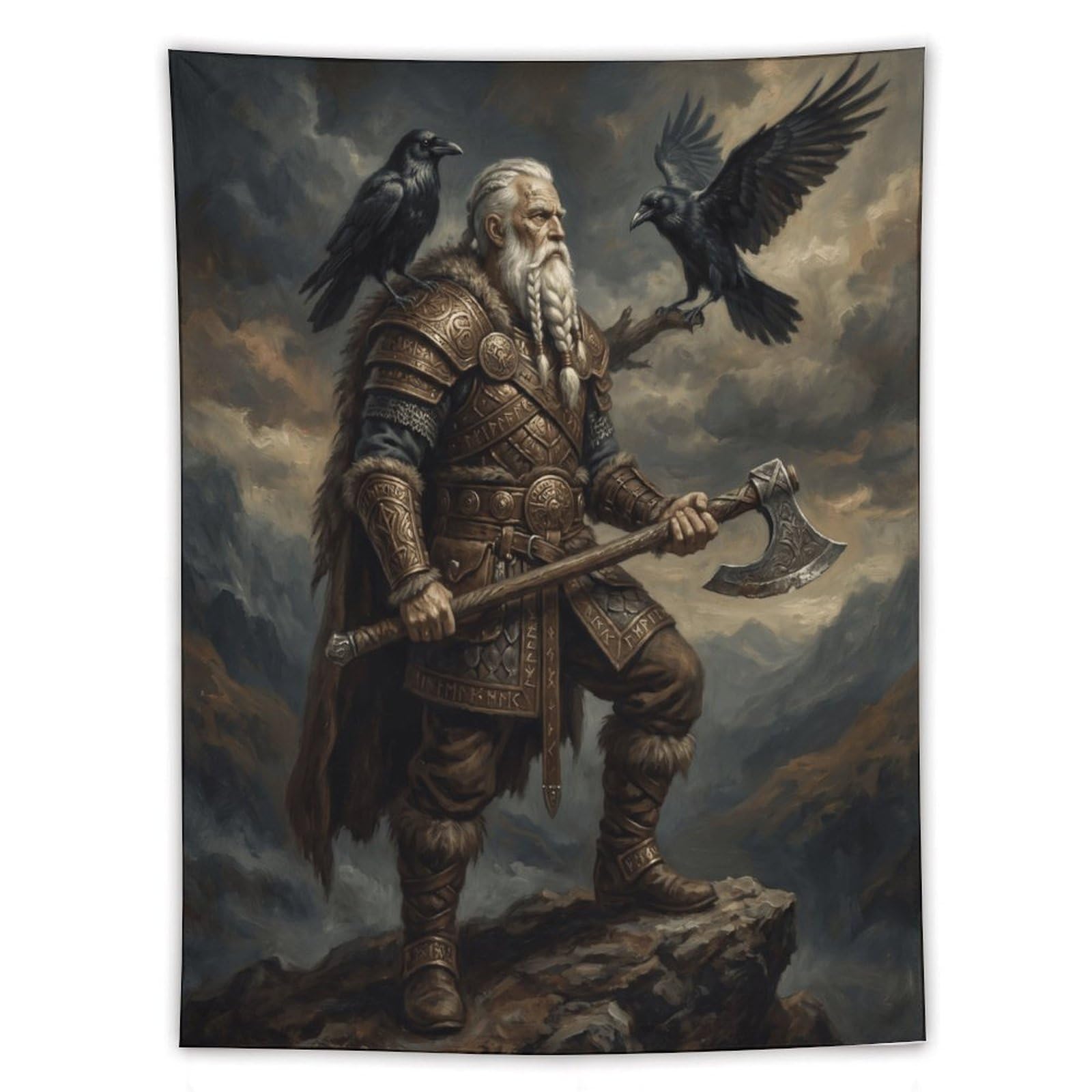 H3B8U2Y5 Norse Mythology Odin Wall Tapestry, Oil Painting, Apartment