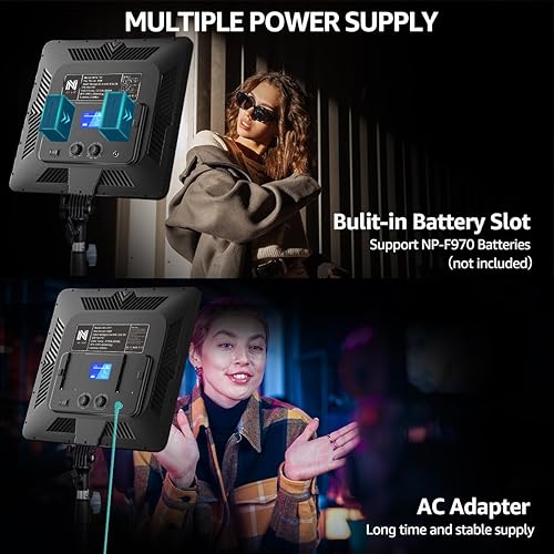Miniatura 7 de NiceVeedi - Panel de luz de fotografía de 17 pulgadas, 48 W, 2700-8500 K, luz de video LED bicolor con control remoto, iluminación de estudio
