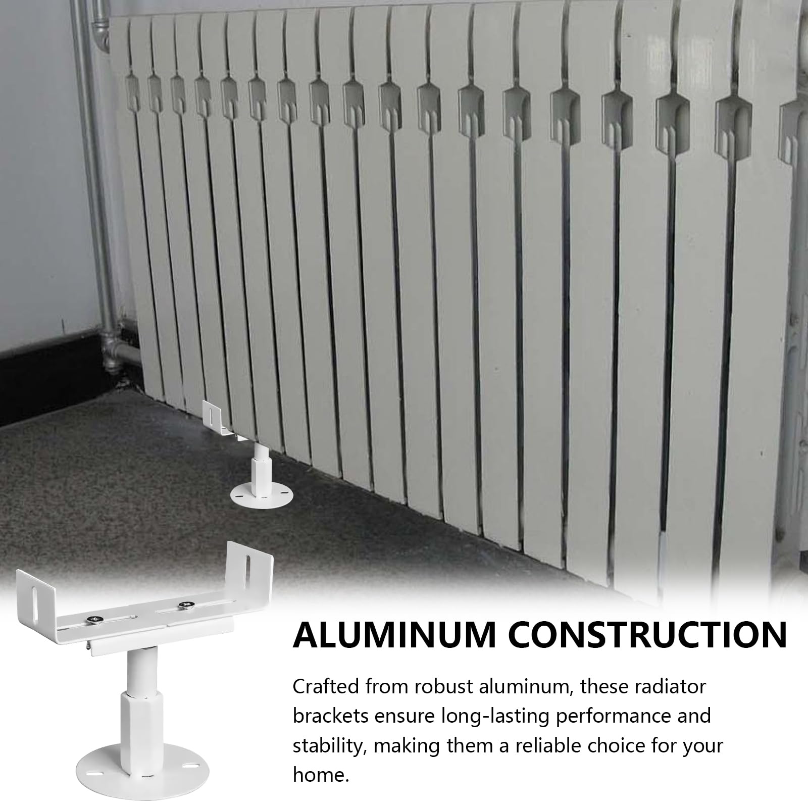 Radiateur, 2 Pièces Support De Radiateur 18-23 CM Réglable En Hauteur Et 3-22 Cm Réglable En Largeur Pieds De Radiateurs En Aluminium Support De Sol Pour Radiateurs à Colonnes