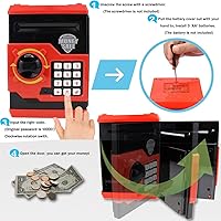 Vista 5 de Hucha para niños con contraseña electrónica, alcancía para niños de 3 a 14 años