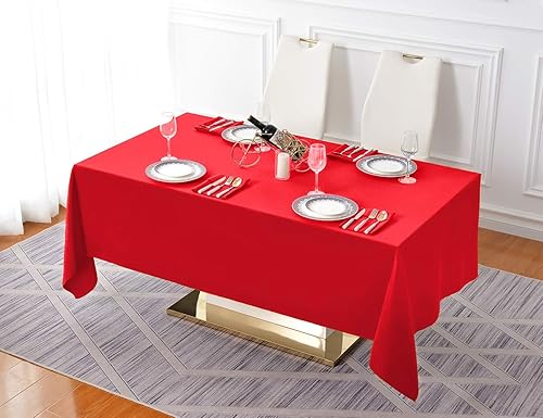 Miniatura 6 de Surmente Mantel rectangular de poliéster de 60 x 102 pulgadas para bodas, banquetes o restaurantes (rojo)