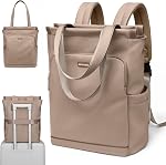 Convertible Laptop Backpack for Women Casual Daypack Notebook Tote Bag for Work College Travel Leisure (Apricot)