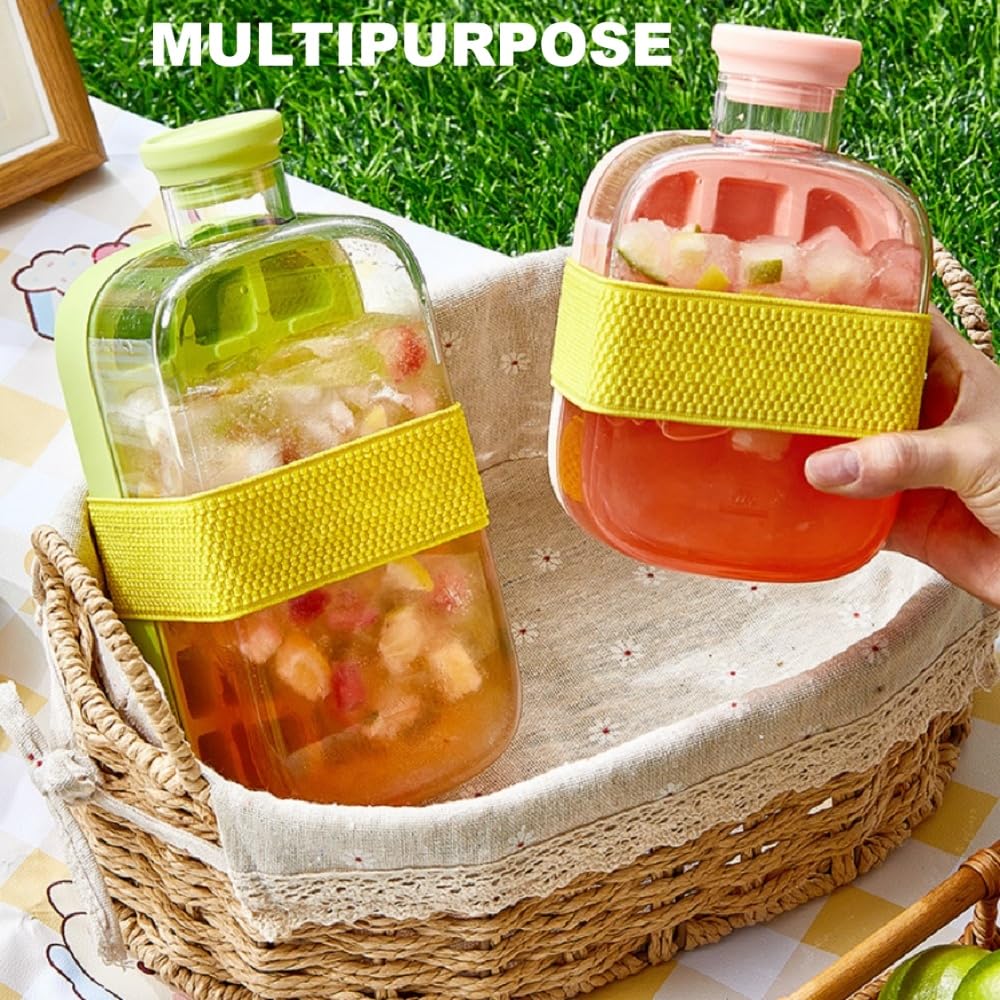 Bouteille 2-en-1 Avec Bac à Glaçons 800 Ml – Silicone Alimentaire, Libération Glaçons One-Touch, Anti-Fuite