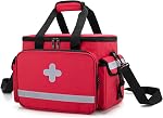 CURMIO First Aid Sac de trousse vide, Sac de fournitures médicales, Tout-Publié pour les urgences avec séparateurs amovibles pour les infirmières, les médecins, les thérapeutes physiques, ne comprend pas les accessoires, rouge