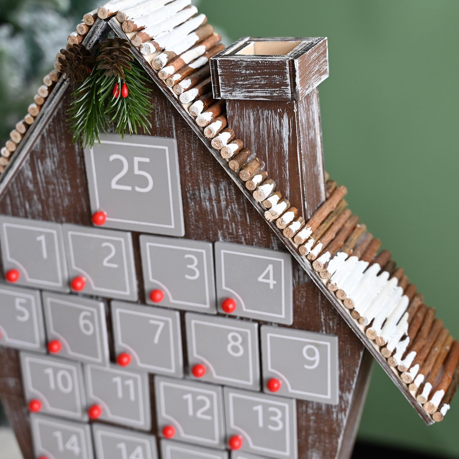 Holzhaus-Adventskalender,Holz-Weihnachtshaus-Adventskalender | Adventskalenderschrank aus Holz - Weihnachts-Adventskalender mit Schubladen, Countdown-Kalender für die Weihnachtsdekoration