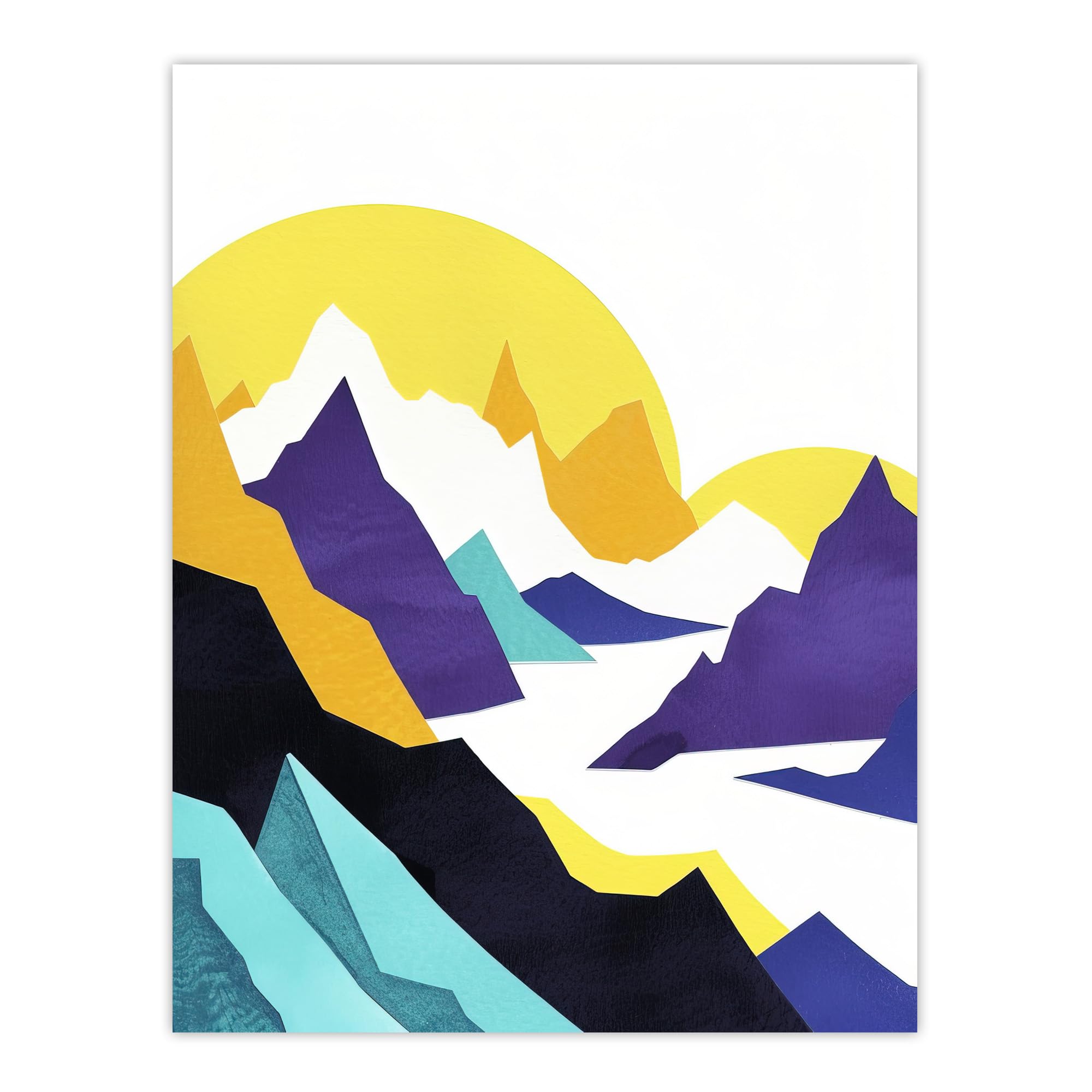 Artery8 Alps Mountain Range Vibrant Abstract Geometric Living Room Unframed Wall Art Print Poster Home Decor Premium