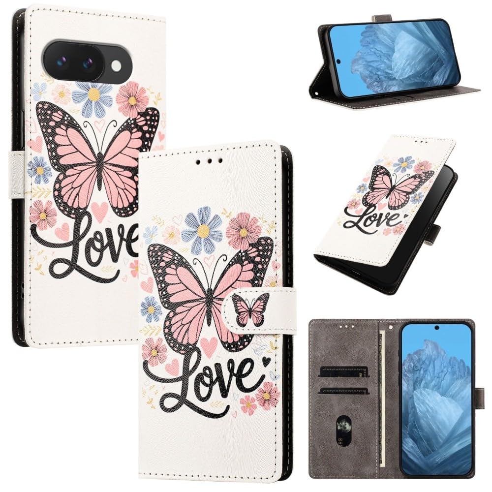 Étui Google Pixel 9 5G portefeuille à rabat magnétique rose - 3