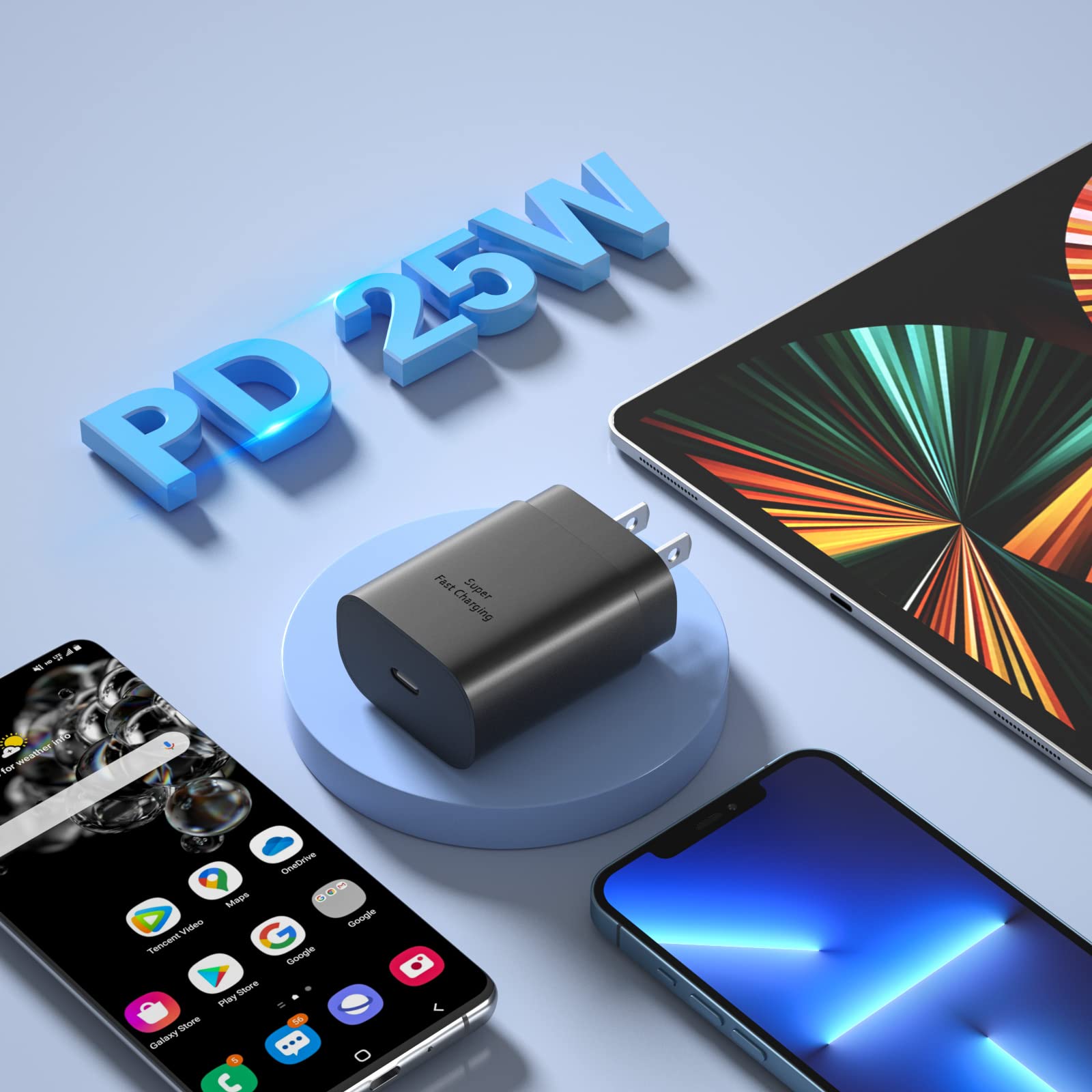 Costyle Caricatore super veloce di tipo C, blocco di ricarica da parete USB C da 25 W, blocco di ricarica super veloce con cavo USB C lungo 3 m per Samsung Galaxy S24 S24Ultra S24+ S23 S23Ultra S22