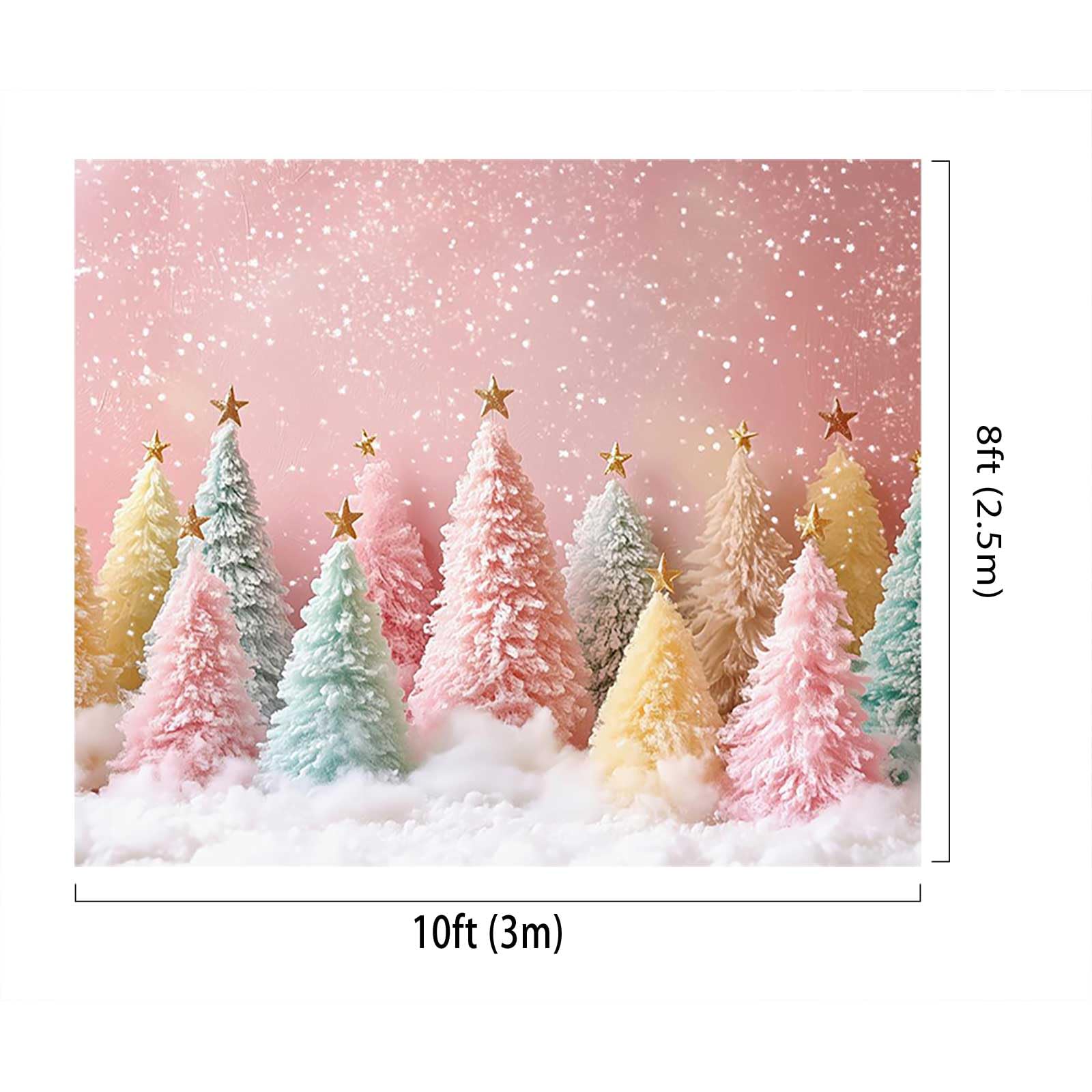 Kate Natale Bambini Inverno Fotografia Sfondo 10x8ft/3x2.5m Colorato Albero di Natale Festa Sfondo Neve Rosa Muro Fotografia Props Ritratto Photobooth Studio